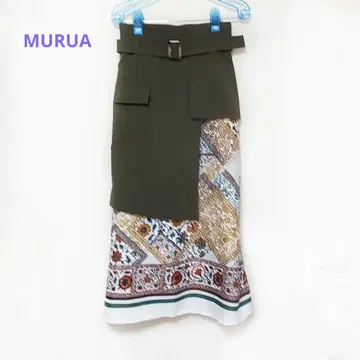 [MURUA] 시원한 레이어드 디자인 스커트 여름용 카키
