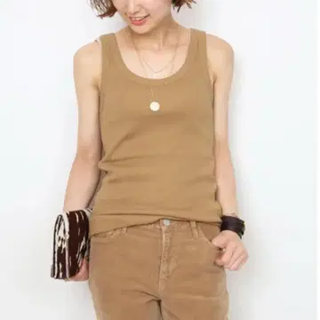 Deuxieme Classe RIB 탱크탑 슬리브리스 카멜