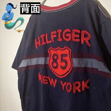 [개성파 구제 의류] HILFIGER 85 티셔츠 네이비 자수 패치 M