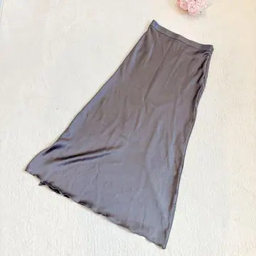 GALLARDAGALANTE 새틴 스커트 슬릿 차콜 그레이 F