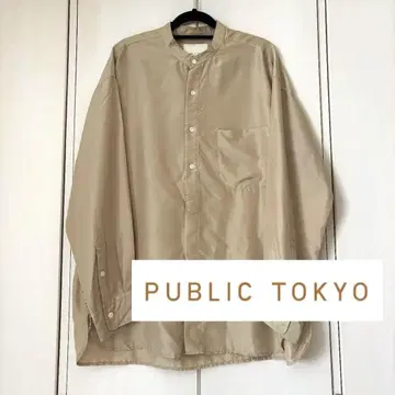 [새상품급] PUBLICTOKYO 실크 100% 밴드 카라 오버 셔츠