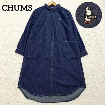 CHUMS 참스 데님 셔츠 원피스 부비버드 자수 인디고 M