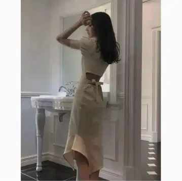 멜트 더 레이디 melt 크림 원피스 반팔 백 리본