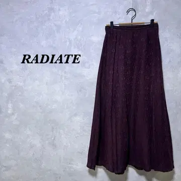 린넨 혼방 RADIATE 롱 스커트 레이스 안감 다크 퍼플 4138