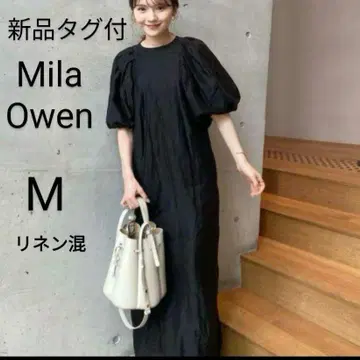 린넨 혼방 볼륨 슬리브 내로우 플레어 원피스 퍼프 슬리브