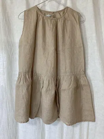fog linen work. 슬리브리스 블라우스 베이지