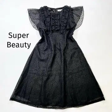 Super Beauty 시어 프릴 원피스 블랙 42 L 상당