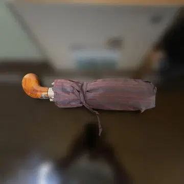 다크 브라운 스트라이프 패턴 접이식 우산 볼사리노 원터치 오픈형