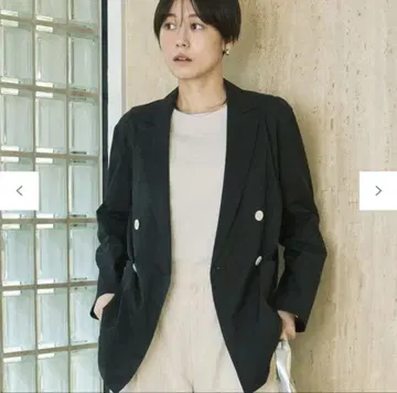 UNFILO 시어 자켓 블랙 더블 버튼 자켓