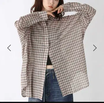 새상품 지나시스 코튼 보일 시어 체크 셔츠