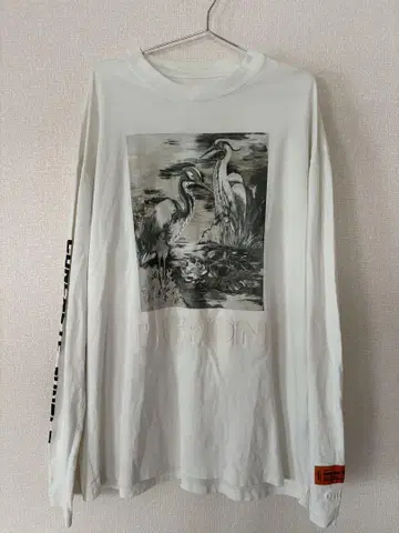 HERON PRESTON 화이트 롱 슬리브 T셔츠 L