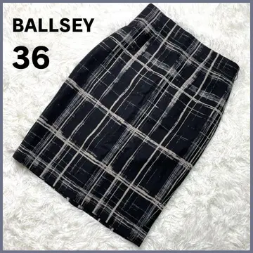BALLSEY 보르지 타이트 스커트 울 체크 무늬 36 사이즈