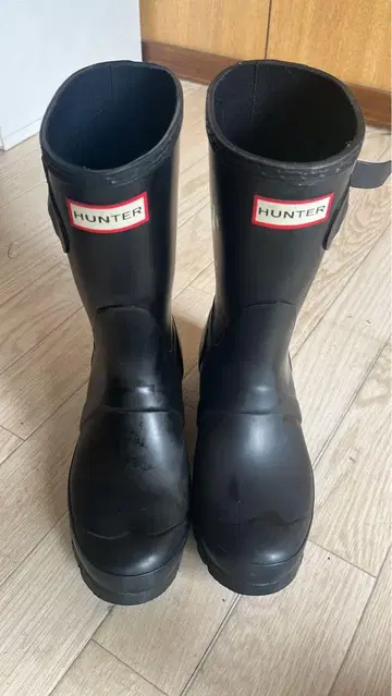 HUNTER 블랙 롱 부츠 UK4