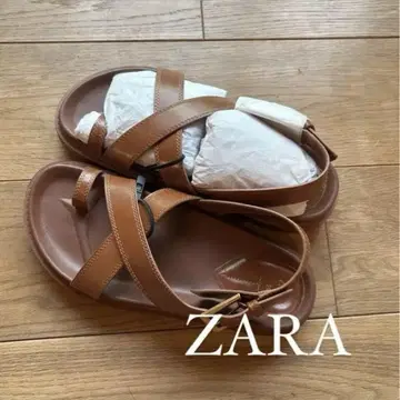 새상품 ZARA 브라운 크로스 스트랩 샌들 39