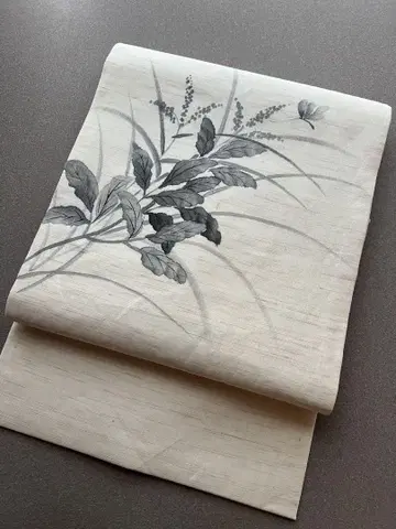 순수 린넨 나고야 오비 여름 오비 풀꽃과 벌레 작가 작품