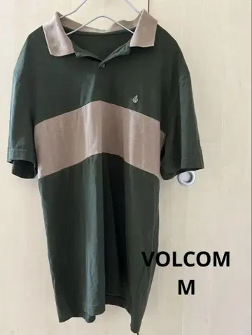 [ 새상품급 ] Volcom 남성용 보더 피케 셔츠 그린 M 사이즈