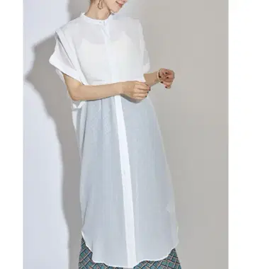 화이트 반팔 셔츠 원피스 롱 기장