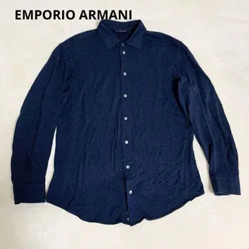 EMPORIO ARMANI 아르마니 셔츠 네이비 긴팔 쉘 버튼