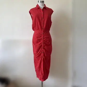 ZARA 택 포함 빨간색 슬리브리스 셔츠 원피스