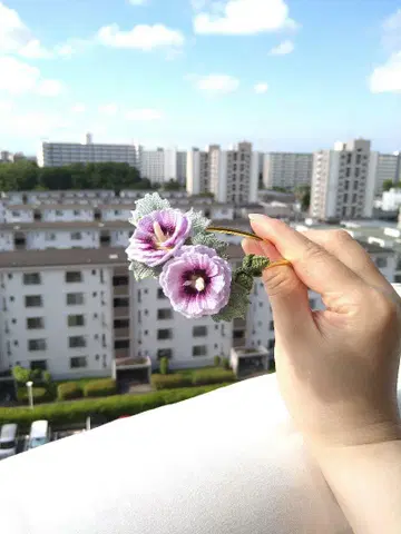 핸드메이드 타치아오이 크로 셰 뜨개질 헤어 액세서리