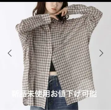 새상품 지나시스 코튼 보일 시어 체크 셔츠