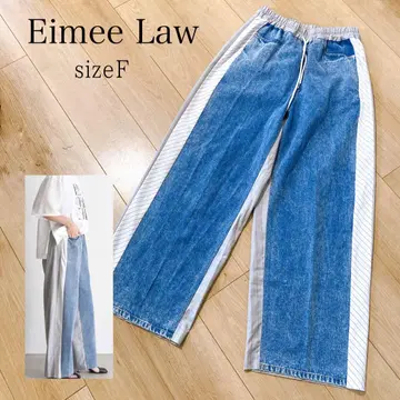 Eimee Law 백 스트라이프 사이드 라인 데님 팬츠
