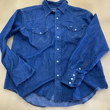 Wrangler 데님 셔츠 긴팔 다크 네이비