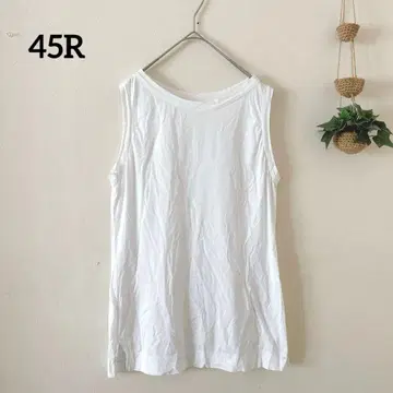 포티파이브 45R 화이트 슬리브리스 탑 심플