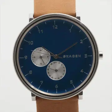 SKAGEN 스카겐 남성용 손목시계 SS x 가죽 QZ 파랑 다이얼