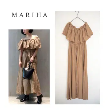 MARIHA 오프숄더 코튼 맥시 원피스 브라운 마리하