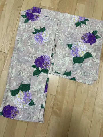유카타 단품 수국 꽃무늬 폴리에스테르