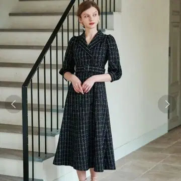 And Couture 앙드 쿠튀르 체크 트위드 트렌치 원피스