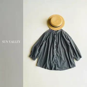 SUN VALLEY 제품 염색 코튼 거즈 꼬마 옷깃 블라우스
