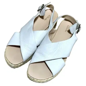Clarks 클락스 웨지 샌들 크로스 백 스트랩 23.5