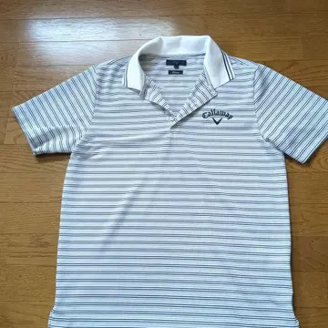 Callaway 피케 셔츠 LL 사이즈 화이트/블랙 스트라이프