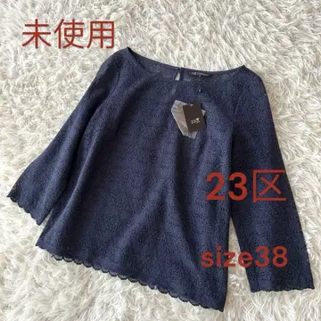 미사용 23구 전체 레이스 블라우스 네이비 M
