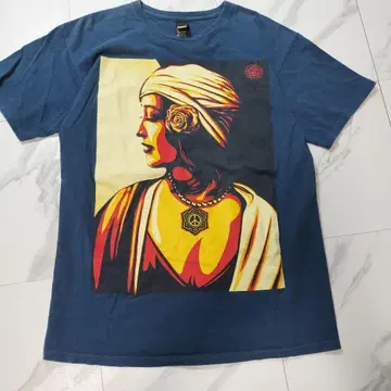 OBEY 90년대 빅 프린트 티셔츠 네이비 셰퍼드 페어리 M