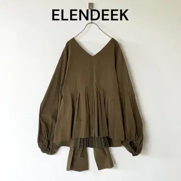 새상품급 ELENDEEK 엘렌딕 백 타입 플리츠 믹스 블라우스