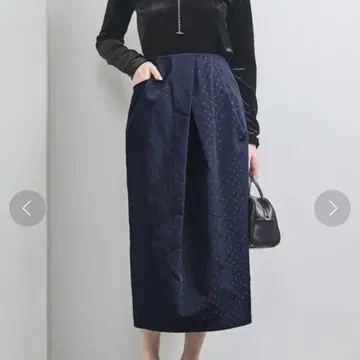 UNITED ARROWS 도트 그로그랭 턱 타이트 스커트 NAVY S