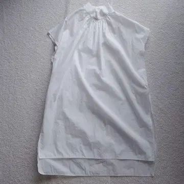 맥피 코튼 브로드 스탠드 카라 튜닉 블라우스 size36