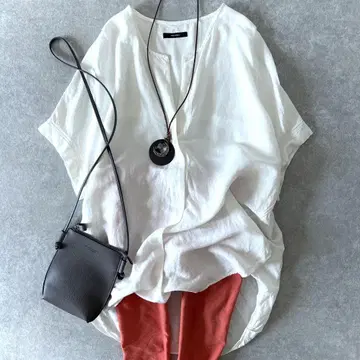 새상품급 저널 스탠다드 레이온 린넨 노카라 스키퍼 세탁 가능 넉넉한