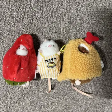 쥐 봉제 인형 및 의상 컬렉션 삼각형 유리 카스테라 딸기 새우 플라이