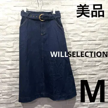 윌 셀렉션 다크 블루 롱 스커트 벨트 포함 인디고 M