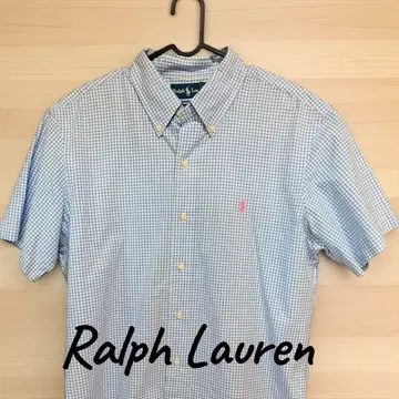 '새상품급' Ralph Lauren 블루 계열 체크 반팔 셔츠