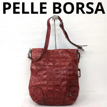 242 PELLE BORSA 빨간색 가죽 숄더백 크로커다일풍