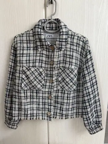 ZARA 체크 무늬 크롭 자켓