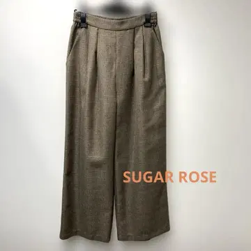 SUGAR ROSE 트위드 라이크 사이드 라인 턱 와이드 팬츠 브라운