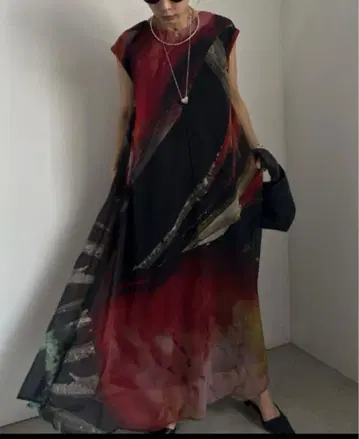 아메리빈티지 2WAY ART PRINT SHEER DRESS