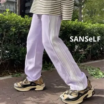 SANSeLF 산세르프 라인 컬러 저지 니트 팬츠 M사이즈 연보라색