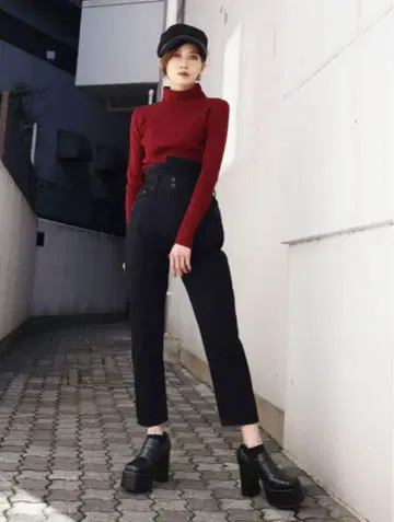 턱 웨이스트 하이웨스트 청바지